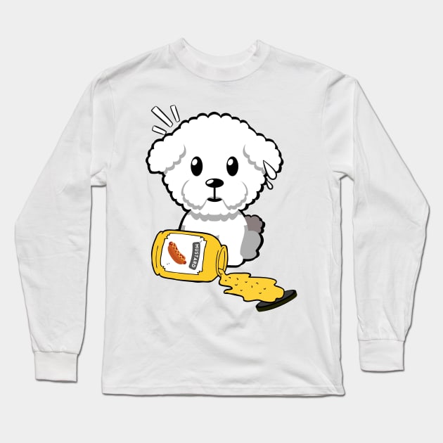 Funny furry dog spilled a jar of mustard Long Sleeve T-Shirt by Pet Station